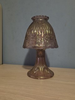 Princess House Pink Purple Iridescent Glass 3 Piece Fairy Lamp Candle Holder
