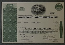 Studebaker-Worthington, Inc. 1970 100 Shares