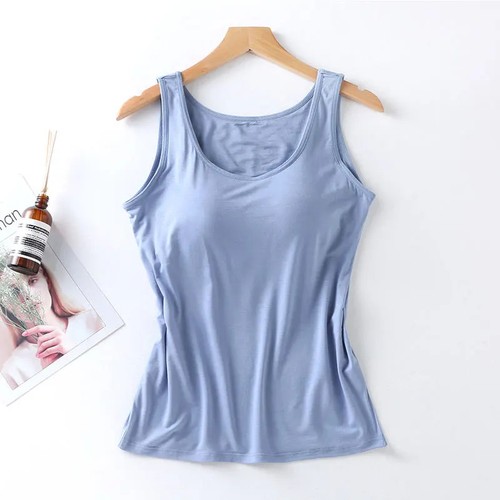 Canottiera donna 2025 con reggiseno incorporato collo canottiera imbottita slim fit - Foto 32 di 32