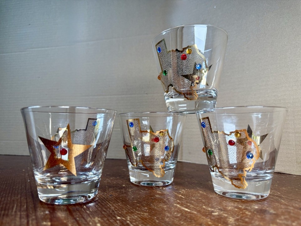 Culver's jeweled 22K gold lowballs are the pinnacle of mid-century barware flex — HTF in a set of 4 and genuinely stunning on any bar cart.