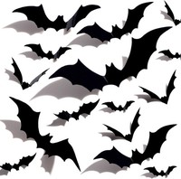 3D Halloween FledermäUse Aufkleber Schwarz 60 StüCk Abnehmbar DIY Deko Fenster
