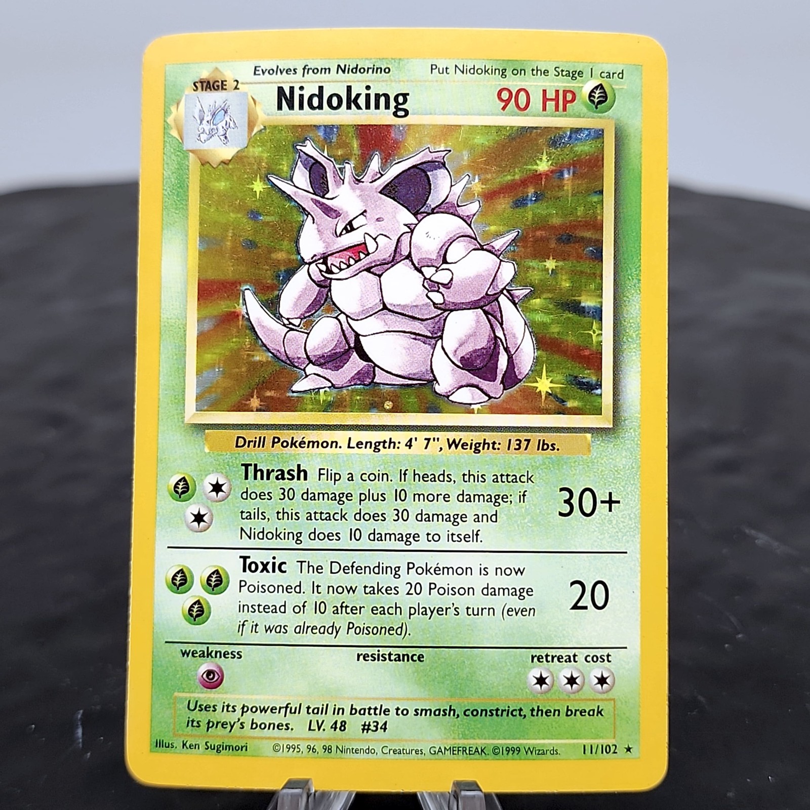Nidoking Holo Rare 11/102 Base Set Pokemon Card WOTC 1999 Unlimited LP/NM ✨