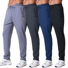 Mens 4 Pack Athletic Sweatpants Workout Running Sweatpants Gym Joggers Pants ...