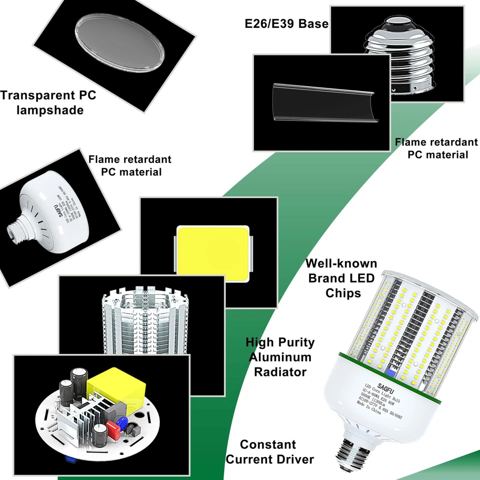 80W LED Corn Light Bulb,5000K Daylight White Corn cob led Light Bulb,2-Pack,8... - Image 4 of 4