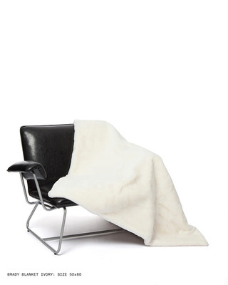 Apparis Brady Decke PLUCHE Elfenbein 50x60'' Recyceltes Polyester Neu UVP 268£