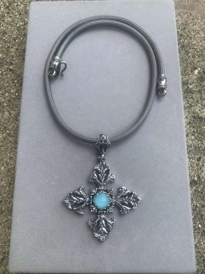 Cruz de Calcedonia Konstantino 925 Plata Estornino y Joyería Griega Fina 18k 750 Foto 3 de 4