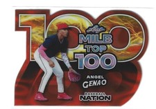 Angel Genao 2025 Leaf Baseball Nation Top 100 Base MB-4 Orange Lava 1/1