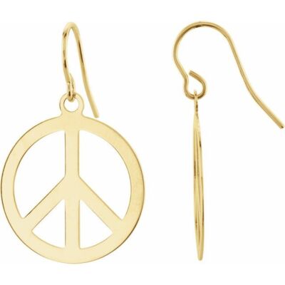 Gold Peace Sign Earrings 14k good peace sign earrings display picture 1