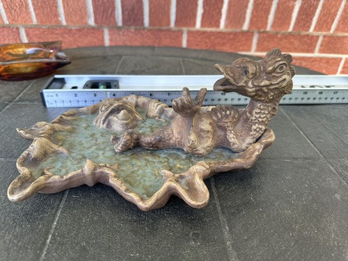 Jim Rumph 1971 Art Pottery Smoking Dragon Head Figural Ashtray Puff The Magic