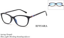 Reading Glasses Blue Light Filter Anti Eye Strain Spring Hinged CP Frame Cateye