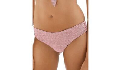 Jonathan Simkhai 286189 Jules Metallic Side Ruched Bikini Bottoms, Size Medium