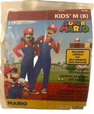 Super Mario Brothers Costume Dress Up Size Medium 8 Pretend Play New In Package