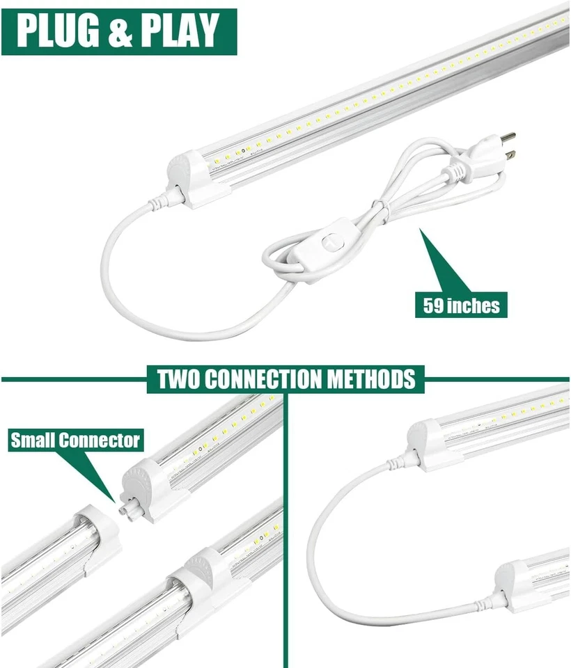 10 Pack LED Shop Light 4FT 42W 5000K Daylight White Linkable Integrated Fixture - Image 3 of 4