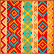 Wyoming Traders Wild Rag Southwest Print Red / Gold 100% Silk Scarf - 34.5"