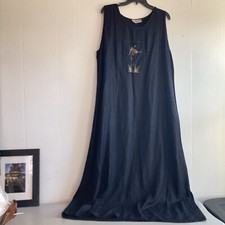 Evelyn Black Sleeveless Midi Dress Lagenlook Hi Vent Sides 46”