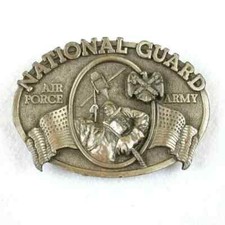 Vintage Belt Buckle National Guard Air Force Army Metal Bergamot Brass USA 1982