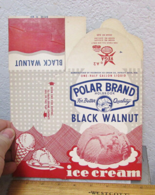 Polar Brand Black Walnut Ice Cream Box Empty, Great graphics & colors, Nice!