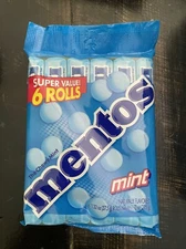 Mentos The Chewy Mint Candy Roll, Mint, Non Melting Super Value 6 1.32 oz Rolls