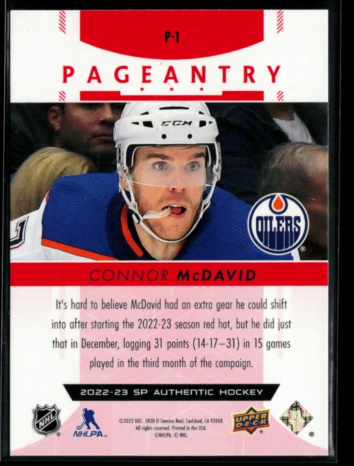 2022-23 SP Authentic Pageantry Red #P-1 Connor McDavid - Image 2 of 2