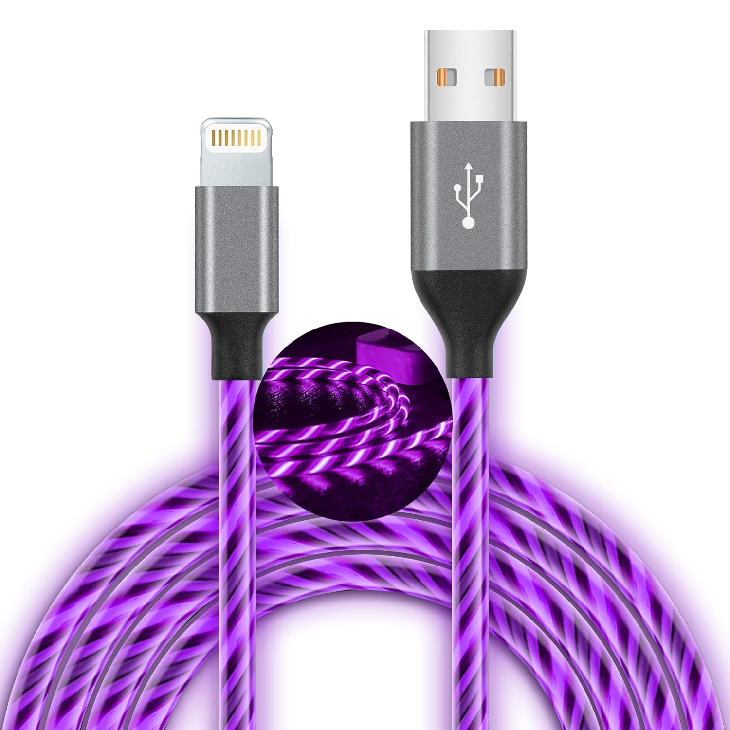 LED Iphone Charger Cord Light up Lightning Cable | Mfi Certified Apple Charge...