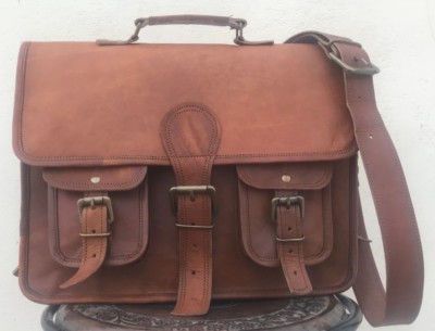 Homme Solide Fait à la Main Cuir Sac Bandoulière Sac Cartable Croix Corps 