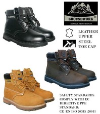 Mens Groundwork Steel Toe-cap Lace-up Safety Boots 3 Colours Sizes 7-11
