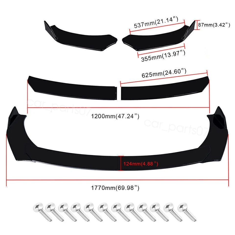 For Volkswagen Golf MK6 Front Bumper Lip Spoiler Body Kit 86.6" Side+Skirt Rear Foto 2 de 4