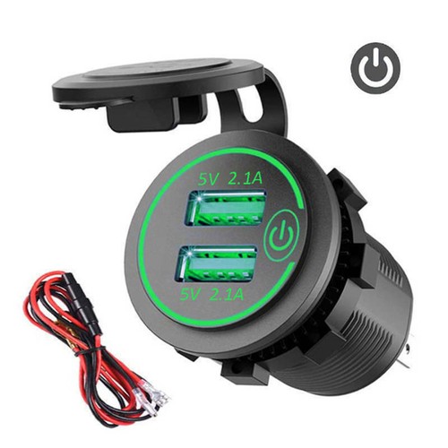 Dual USB Socket Car Charger With Touch ON OFF Switch Adapter 5V 2.1A for Marine - Picture 11 of 11