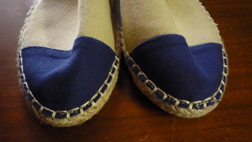 Nicole Miller New York Women's Dahlia Flat Espadrilles Cream Blue Canvas SZ 9 - Picture 3 of 5