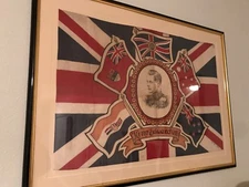 Large 41x30"  King Edward VIII Fine Framed Flag Genuine Royal Memorabilia RARE