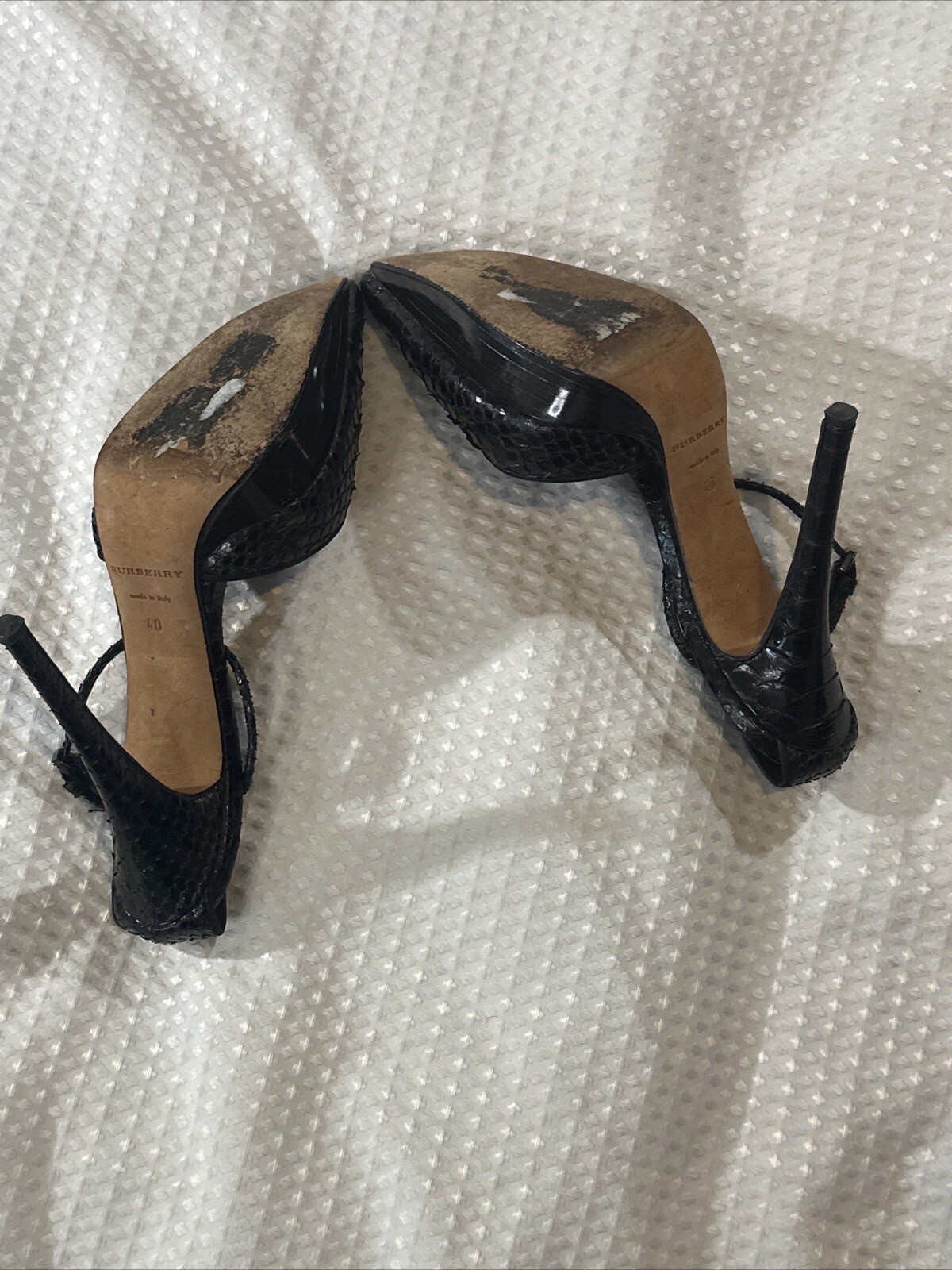 Burberry Black Python Snake Pointed Ankle Strap P… - image 9