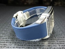 23mm Soft PU Rubber Strap for CARTIER SANTOS 100 XL Diver Watch Band Blue 23 mm