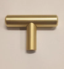 Metal Satin Brass T-Knob Pull Cabinet kitchen Hardware 2" x 7/16"