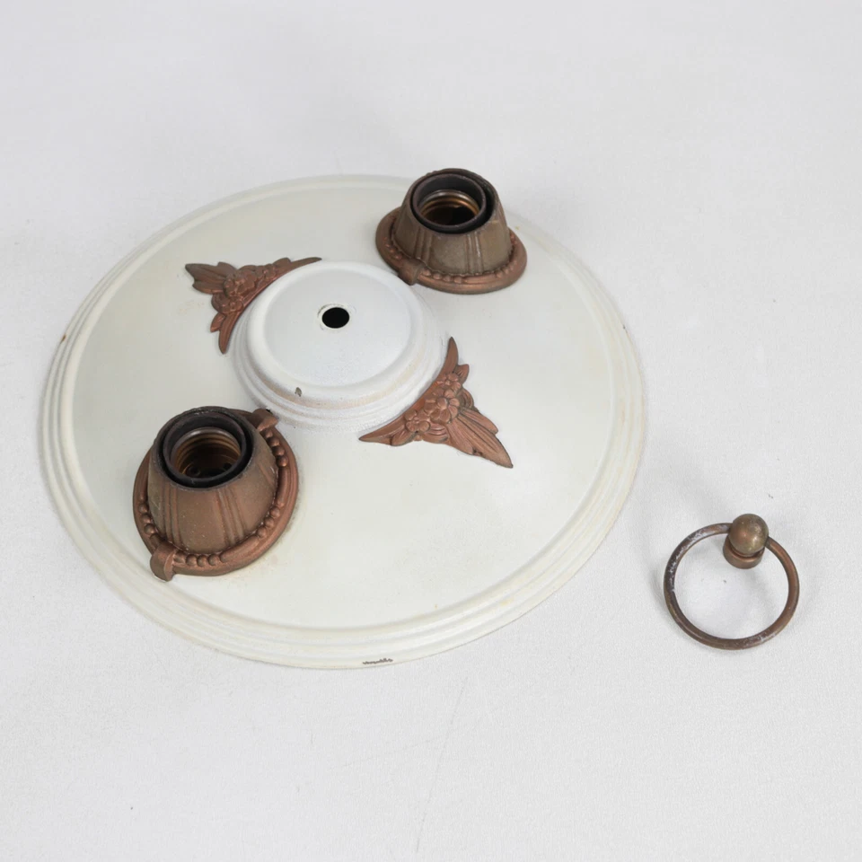 Vintage Art Deco 2-Light 10" Diameter Iron Flush Mount - Image 4 of 4