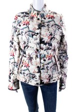 Ilse Jacobsen Womens Lightweight Floral Down Fill Puffer Coat White Multi Eu 36