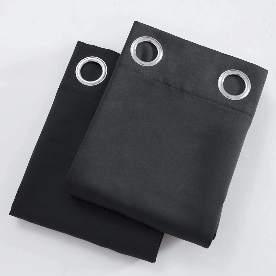 Black Room Darkening Curtains for Living Room 2 Panels 84 in Long - each 42"W - Image 2 of 3