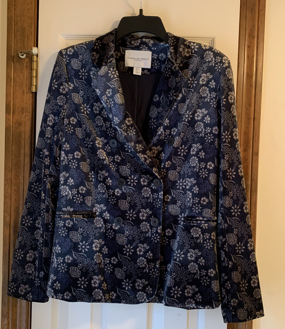 Carolina Belle Montreal Women's Velour Dark Blue/Floral Pattern