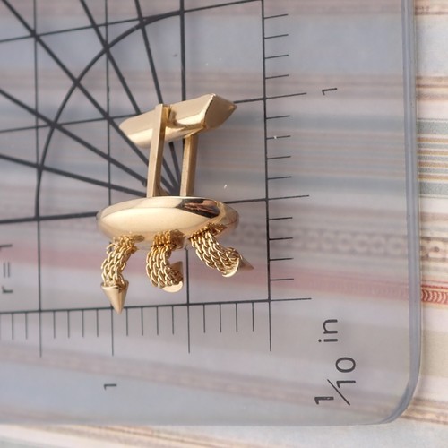 Vintage Swank Gold Tone Mesh Dangle Oval Cufflinks - Picture 3 of 5