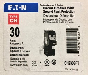 EATON CUTLER HAMMER CH230GFT 2 Pole 30AMP Type CH Ground Fault Circuit
