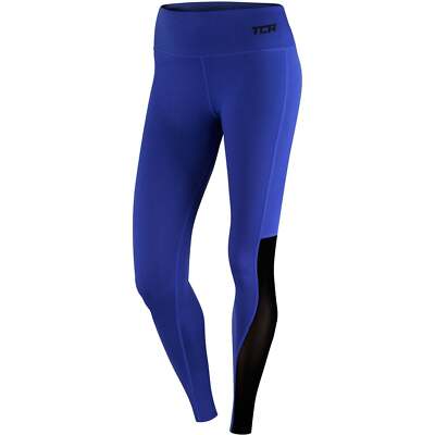 TCA Pro Performance MeshLuxe Womens Running Tights Blue Run Sports Training  Gym UK