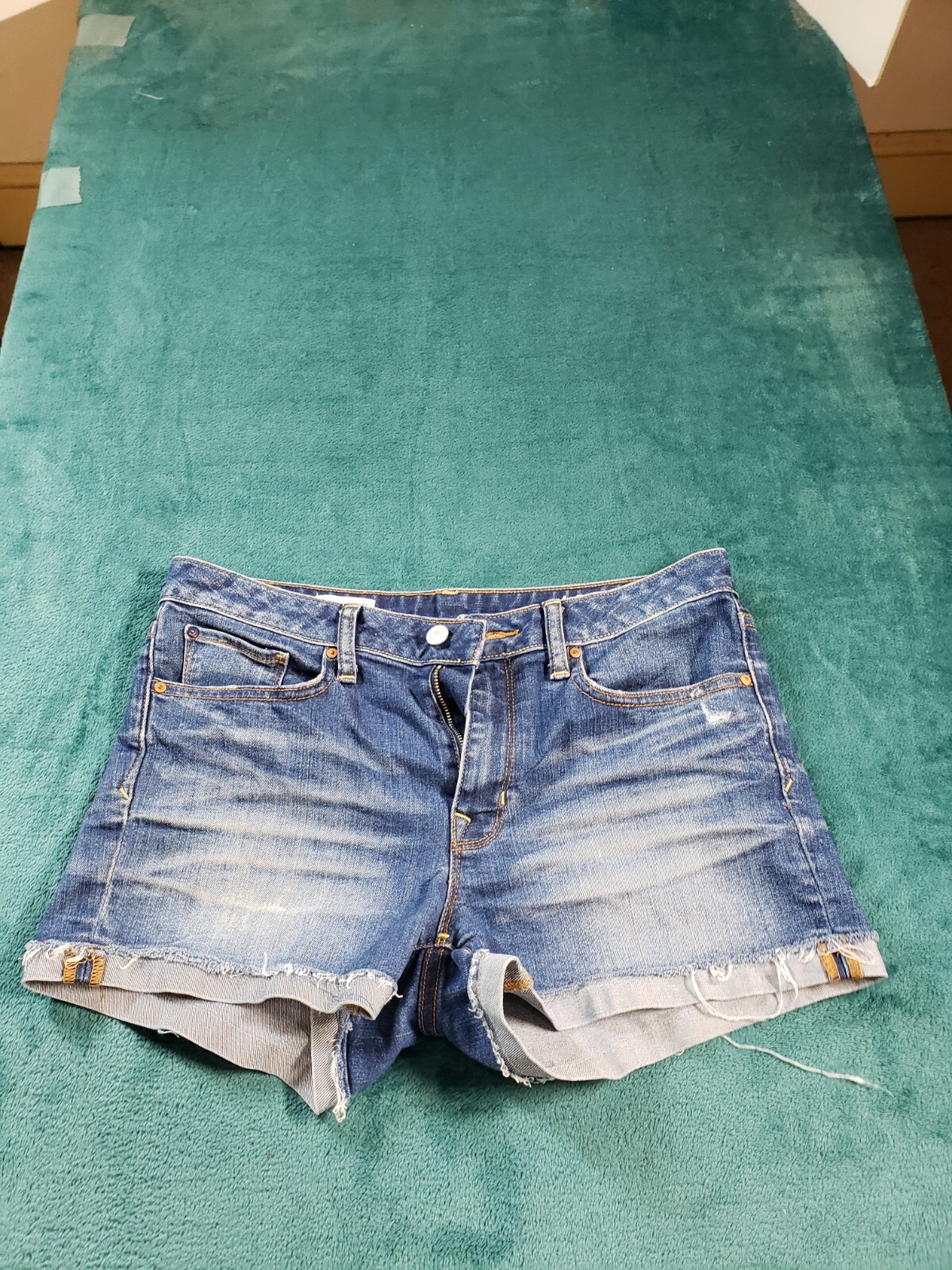 Gap Shorts Sz 6 Womens Blue Ladies Stretch Mid Rise Bermuda Slim Cut Off