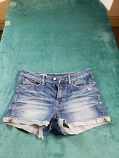 Gap Shorts Sz 6 Womens Blue Ladies Stretch Mid Rise Bermuda Slim Cut Off