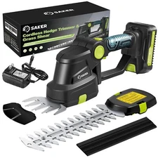 Saker Cordless Hedge Trimmer-20V Electric Shrub Trimmer Grass Shears Handheld Gr