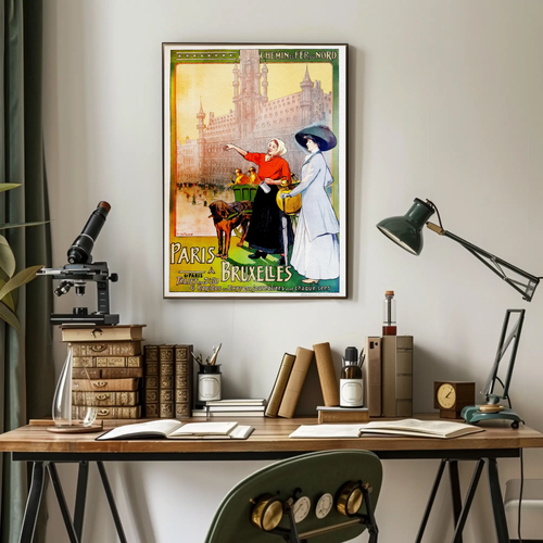 Paris to Bruxelles Vintage Travel Vintage Poster - Picture 10 of 28