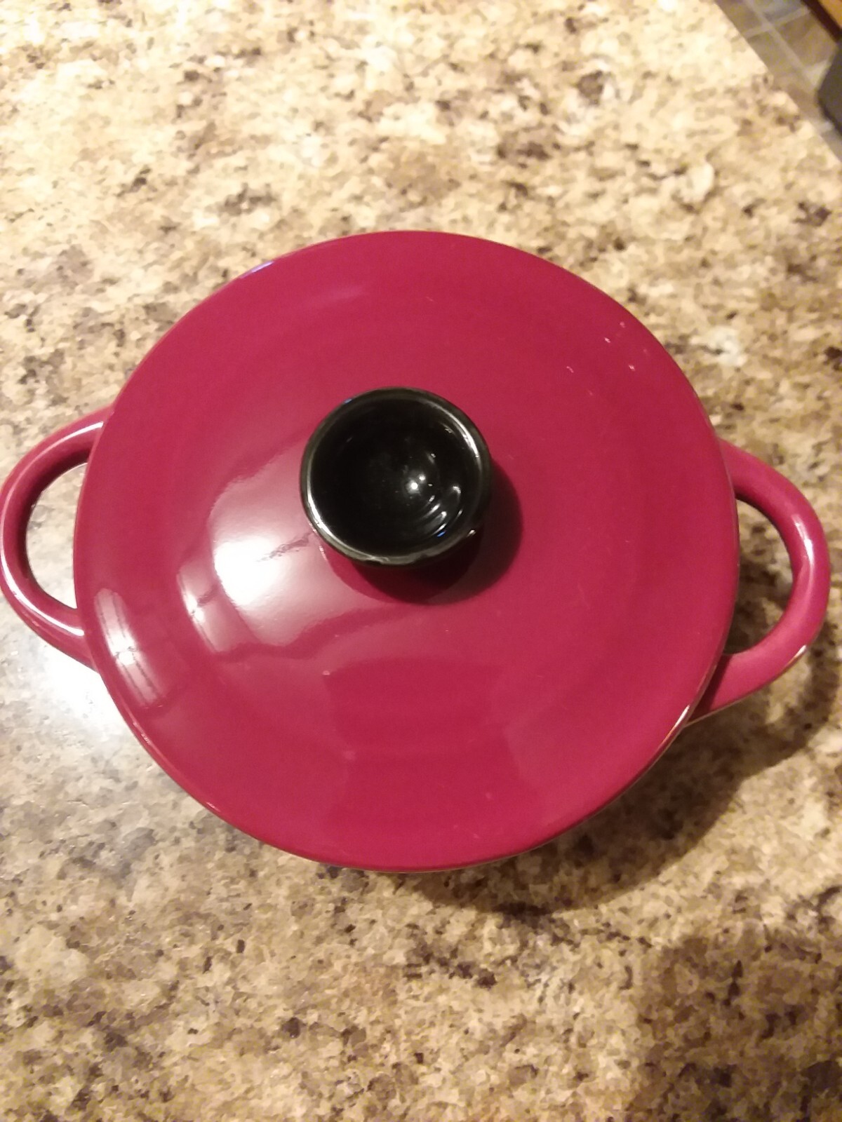 Crofton Mini Red 8oz Crock Bakeware Red Heavy Stoneware with Lid eBay