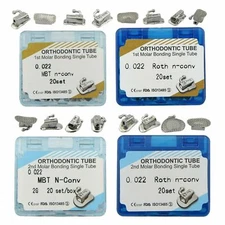 20 Set Dental Orthodontic Buccal Tubes 1st 2nd Molar Tube Bonding MBT Roth 022