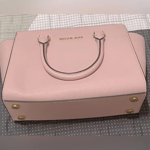 Michael Kors selma medium saffiano leather satchel light pink