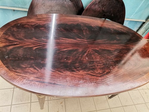 Tavolo con allunghe ovale in mogano - Stile Luigi XVI - Foto 3 di 8