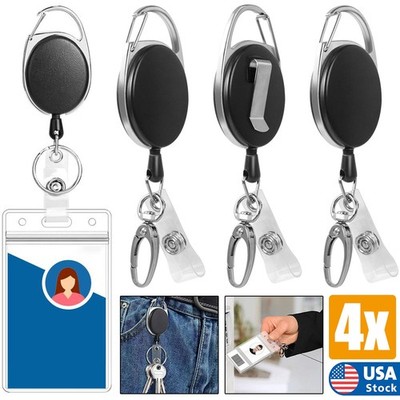1/4 PACK Retractable Badge Reel with Claw Clasp and Clip for Id Card Holders USA