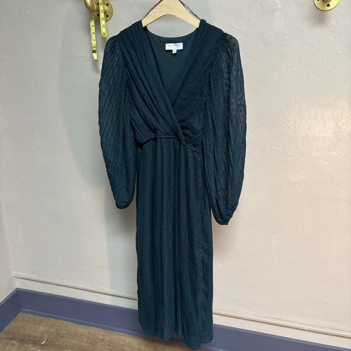 green check maxi dress Green Plaid Lace Detail Smocked Maxi Dress Medium